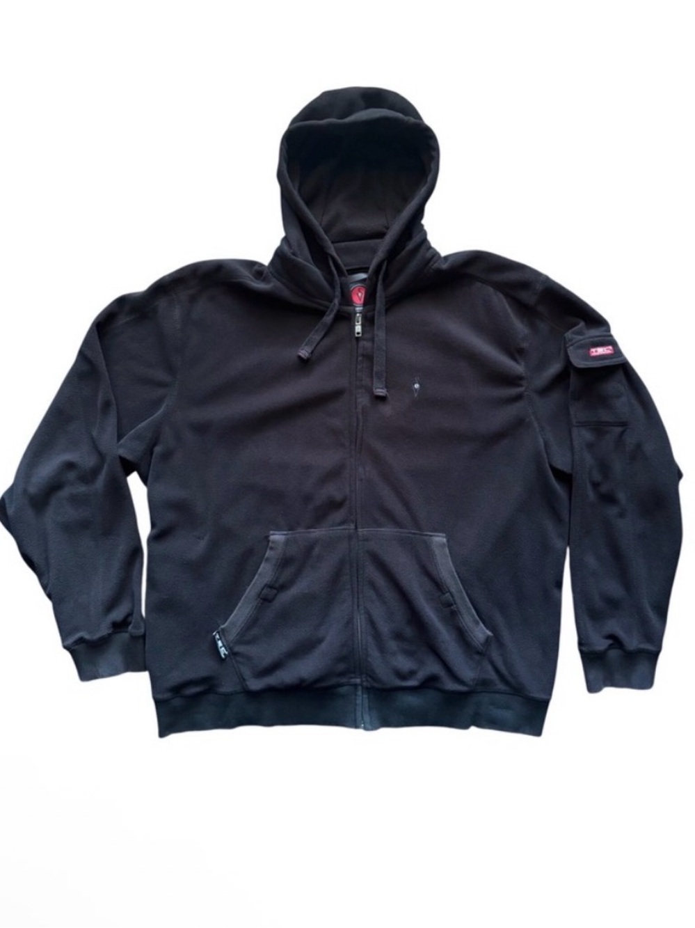 SCOTTeVEST TEC Mens SL Fleece FullZip Hoodie Jacket Black Multi Pocket Travel